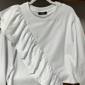 Twinset Actitude White Ruffled Sweatshirt